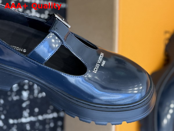 LV Squad Mary Jane in Blue Glazed Calfskin Replica