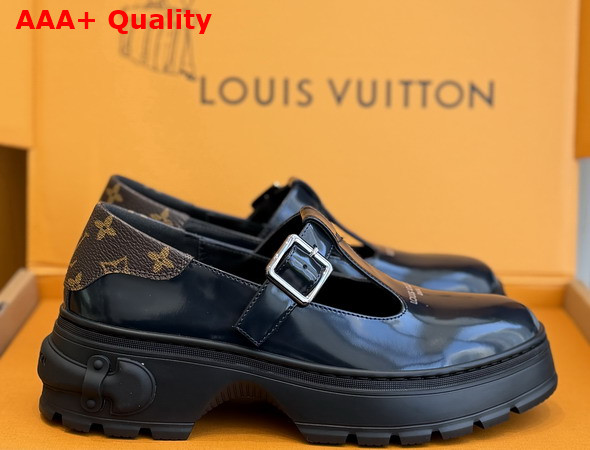 LV Squad Mary Jane in Blue Glazed Calfskin Replica