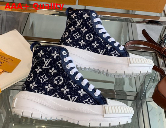 LV Squad Sneaker Boot Navy Blue Monogram Denim 1A9S12 Replica