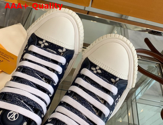 LV Squad Sneaker Boot Navy Blue Monogram Denim 1A9S12 Replica