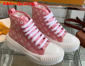 LV Squad Sneaker Boot Rose Clair Pink Monogram Denim 1A9S1P Replica