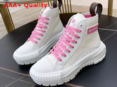 LV Squad Sneaker Boots in Cotton Canvas and Calf Leather White and Pink 1A940C Replica