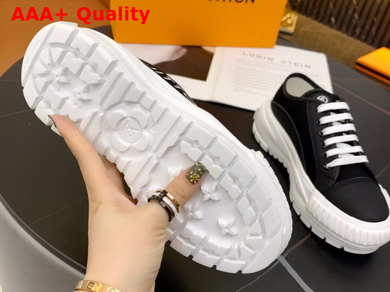 LV Squad Sneaker in Black Cotton Canvas with Calf Leather Trim 1A941O Replica