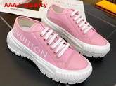 LV Squad Sneaker in Pink Cotton Canvas with Calf Leather Trim 1A942K Replica