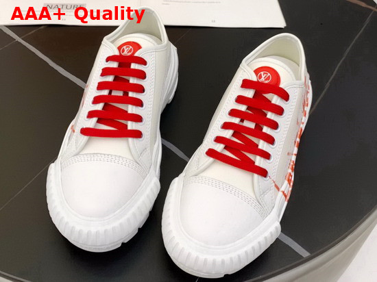 LV Squad Sneaker in White Printed Canvas and Calf Leather Replica