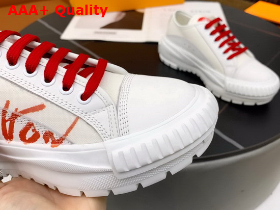 LV Squad Sneaker in White Printed Canvas and Calf Leather Replica