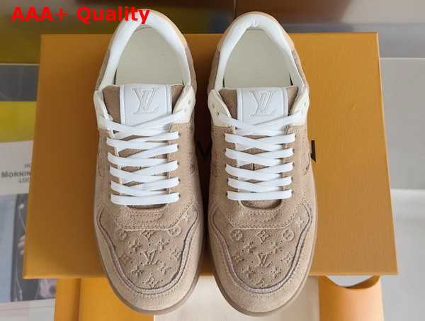 LV Stadium Sneaker in Beige Monogram Debossed Suede Calf Leather 1AGXPU Replica