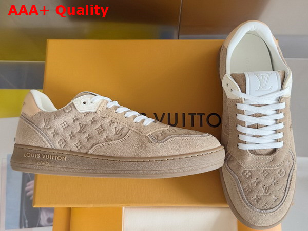 LV Stadium Sneaker in Beige Monogram Debossed Suede Calf Leather 1AGXPU Replica