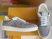 LV Stadium Sneaker in Gray Monogram Debossed Suede Calf Leather 1AGXQA Replica