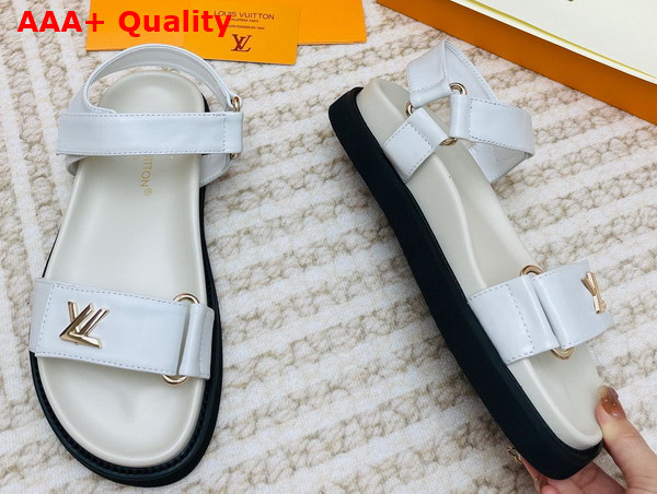 LV Sunset Comfort Flat Sandal in Ivory Lamb Leather 1ABW7I Replica