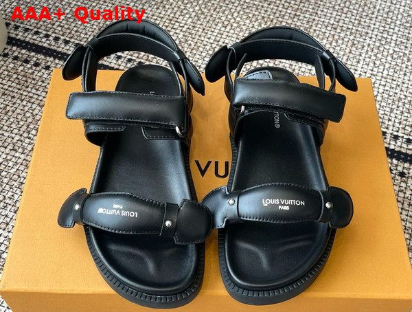 LV Sunset Comfort Sandal in Black Lambskin 1AHKWF Replica
