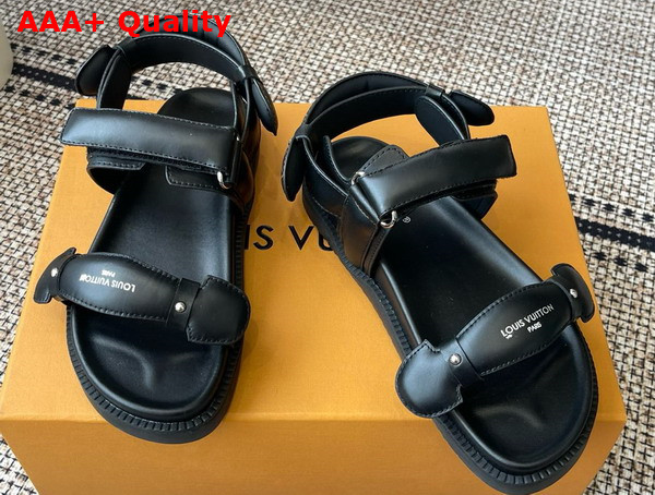 LV Sunset Comfort Sandal in Black Lambskin 1AHKWF Replica