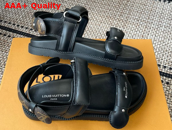 LV Sunset Comfort Sandal in Black Lambskin 1AHKWF Replica