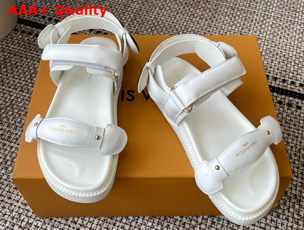LV Sunset Comfort Sandal in White Lambskin Replica