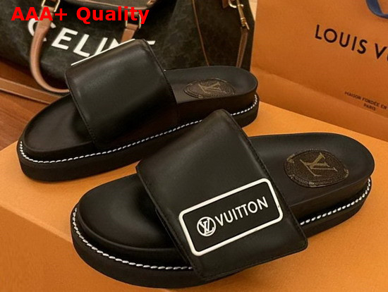 LV Sunset Flat Comfort Mule Black and White Calf Leather 1A93SI Replica