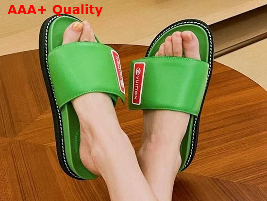LV Sunset Flat Comfort Mule Green Calf Leather Replica