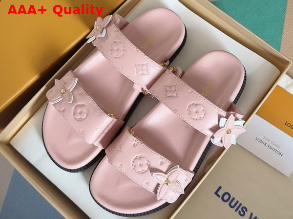 LV Sunset Flat Comfort Mule in Light Pink Perforated Calf Leather 1AD818 Replica