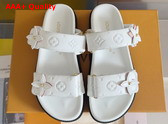 LV Sunset Flat Comfort Mule in White Perforated Calf Leather 1AD7ZX Replica