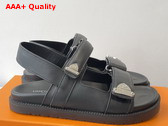 LV Sunset Flat Comfort Sandal in Black Lambskin 1AHNN1 Replica