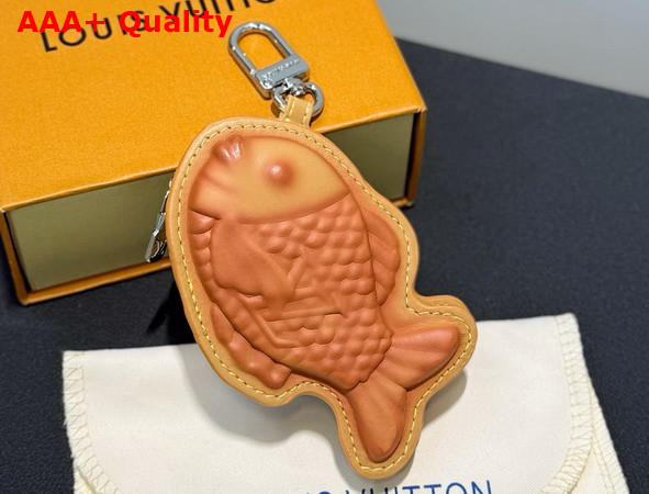 LV Taiyaki Bag Charm in Beige Leather M03360 Replica