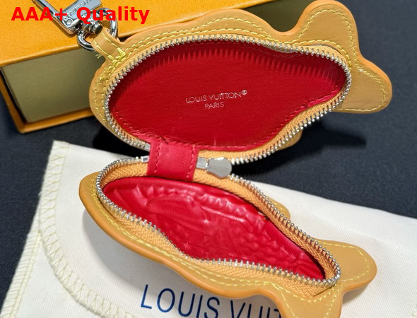 LV Taiyaki Bag Charm in Beige Leather M03360 Replica