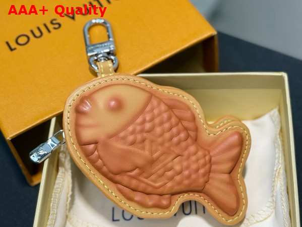 LV Taiyaki Bag Charm in Beige Leather M03360 Replica