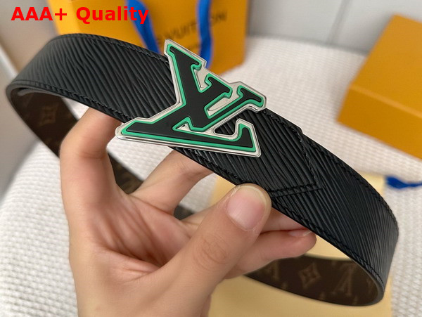 LV Tatic 35mm Reversible Belt in Black Epi Leather and Monogram Canvas Replica