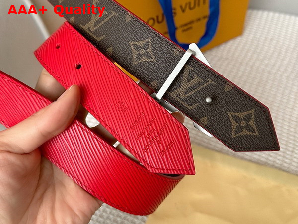 LV Tatic 35mm Reversible Belt in Red Epi Leather and Monogram Canvas Replica
