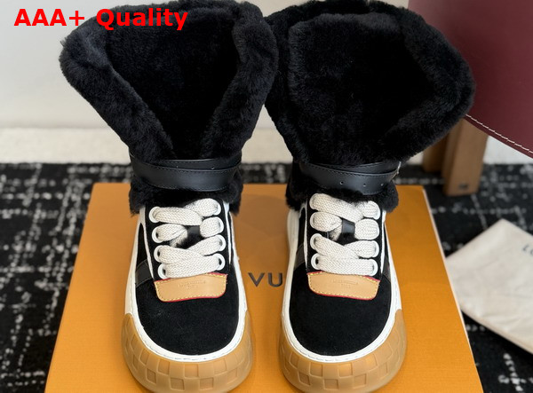 LV Tilted Sneaker Boot in Black Suede and Shearling Replica