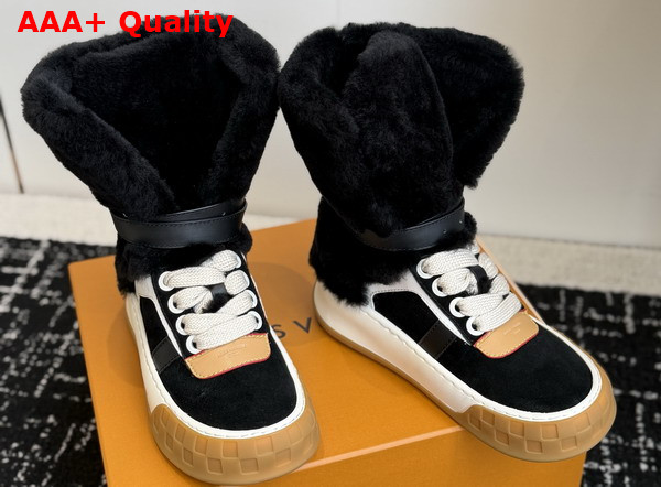 LV Tilted Sneaker Boot in Black Suede and Shearling Replica