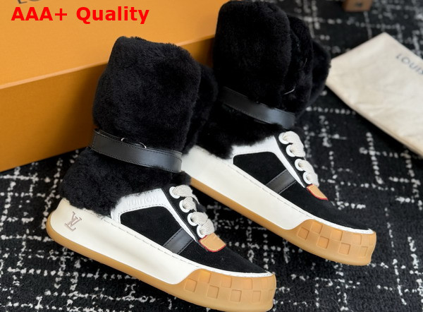 LV Tilted Sneaker Boot in Black Suede and Shearling Replica