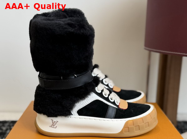 LV Tilted Sneaker Boot in Black Suede and Shearling Replica