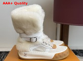 LV Tilted Sneaker Boot in Ecru Suede and Shearling Replica