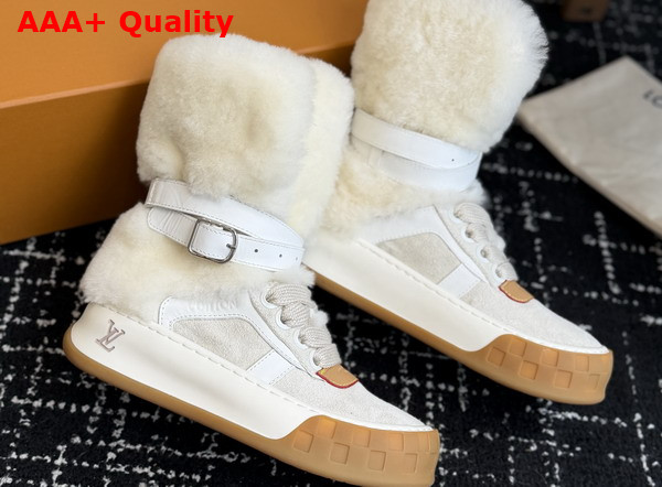 LV Tilted Sneaker Boot in Ecru Suede and Shearling Replica