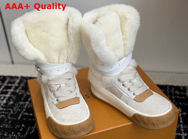 LV Tilted Sneaker Boot in Ecru Suede and Shearling Replica