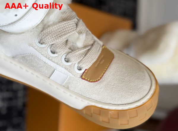 LV Tilted Sneaker Boot in Ecru Suede and Shearling Replica