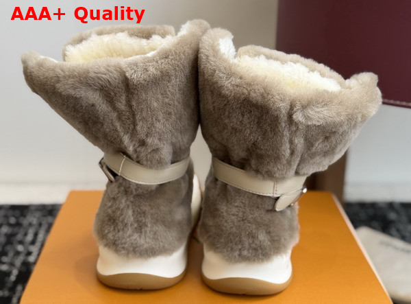 LV Tilted Sneaker Boot in Light Khaki Suede and Shearling Replica