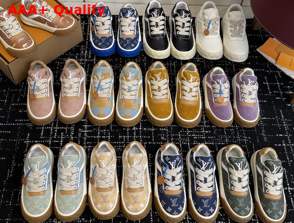 LV Tilted Sneaker in Beige Canvas with Monogram Pattern Replica