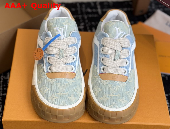 LV Tilted Sneaker in Blue Denim Patchwork 1AK89V Replica