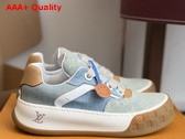 LV Tilted Sneaker in Blue Denim Patchwork 1AK89V Replica