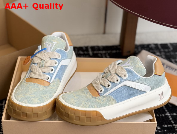 LV Tilted Sneaker in Blue Denim Patchwork 1AK89V Replica