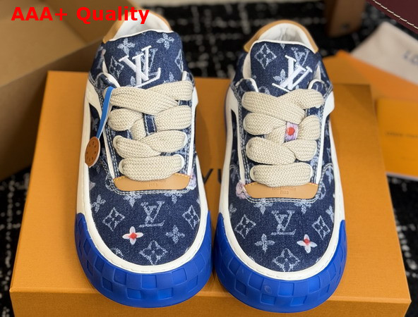 LV Tilted Sneaker in Blue Monogram Denim Embellished with Embroidered Flowers 1AJS35 Replica