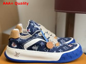 LV Tilted Sneaker in Blue Monogram Denim Embellished with Embroidered Flowers 1AJS35 Replica