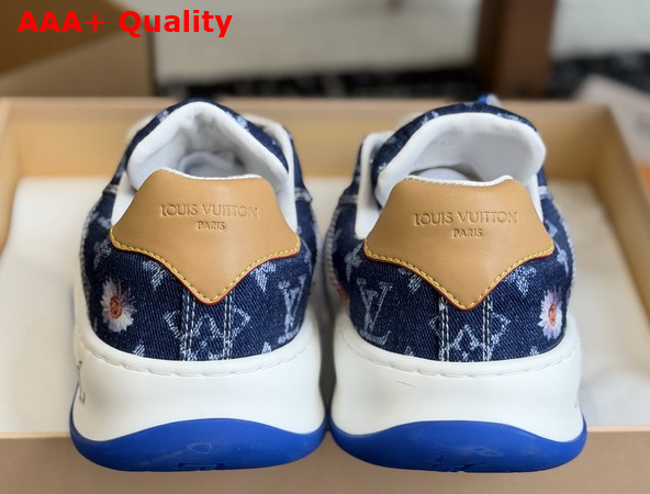 LV Tilted Sneaker in Blue Monogram Denim Embellished with Embroidered Flowers 1AJS35 Replica