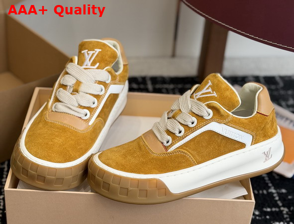 LV Tilted Sneaker in Cognac Brown Suede Calf Leather 1AJTHL Replica