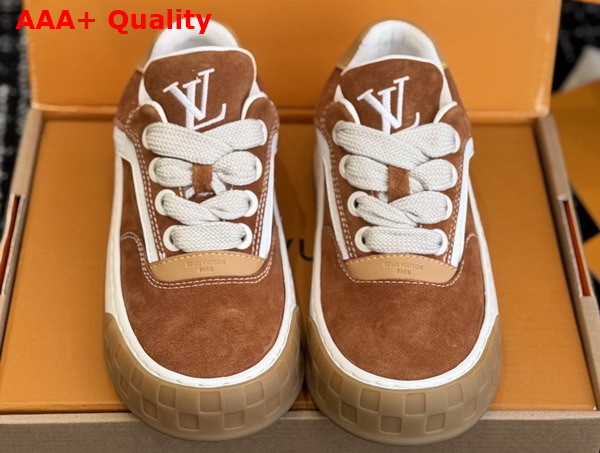 LV Tilted Sneaker in Cognac Suede Calf Leather Replica