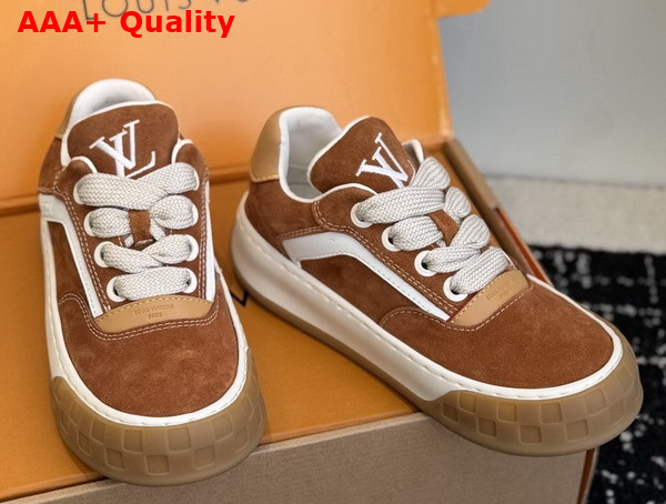 LV Tilted Sneaker in Cognac Suede Calf Leather Replica