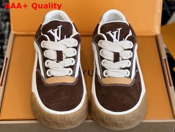 LV Tilted Sneaker in Dark Brown Suede Calf Leather Replica