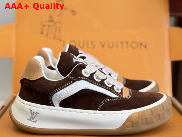 LV Tilted Sneaker in Dark Brown Suede Calf Leather Replica