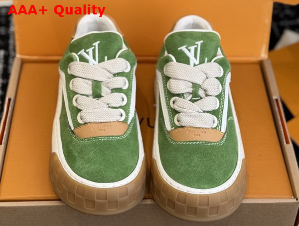 LV Tilted Sneaker in Green Suede Calf Leather Replica
